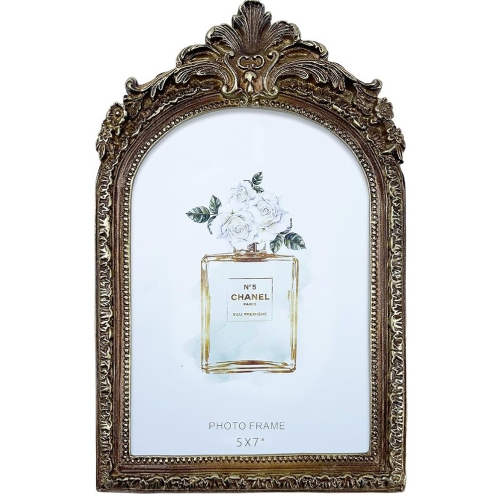 5x7 Antique Style Arched Picture Frames in Gold Bronze Color